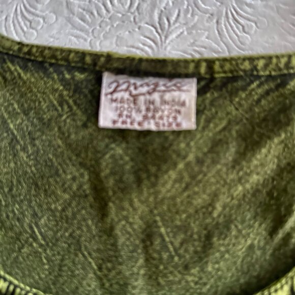 Magic Wms Olive Green Long Embroidered Sleeveless Dress size Med - Picture 10 of 10